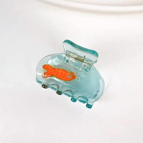 Acetic Acid Lovely Mini Goldfish Bowl Hairpin Jewelry With Polishing Process For Women
