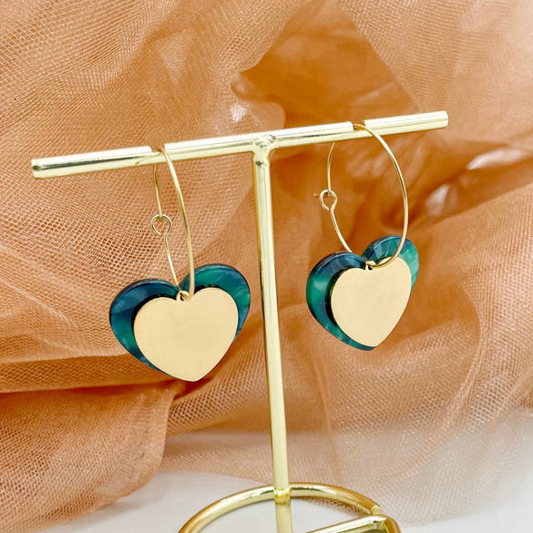 Acrylic And Stainless Steel Multishape Ear Ring With Love Leaves And Fivepointed Star Pattern Electroplated