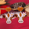 Acrylic Animal Cartoon Flower Cow Fashion Cute Unisex Minimalist Earrings For Christmas Decoration
