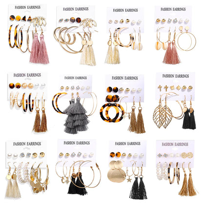 Acrylic Artificial Pearl Circle Tassel Earrings Set 6 Piece Set Hot Selling Earrings Wholesale Gooddiy