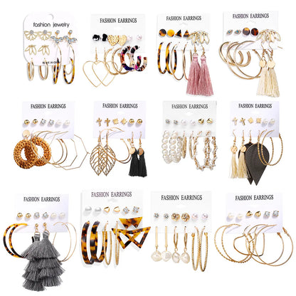 Acrylic Artificial Pearl Circle Tassel Earrings Set 6 Piece Set Hot Selling Earrings Wholesale Gooddiy