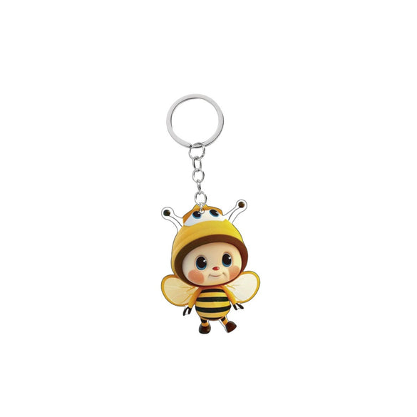 Acrylic Bee Keychain 2D Double Sided Design
