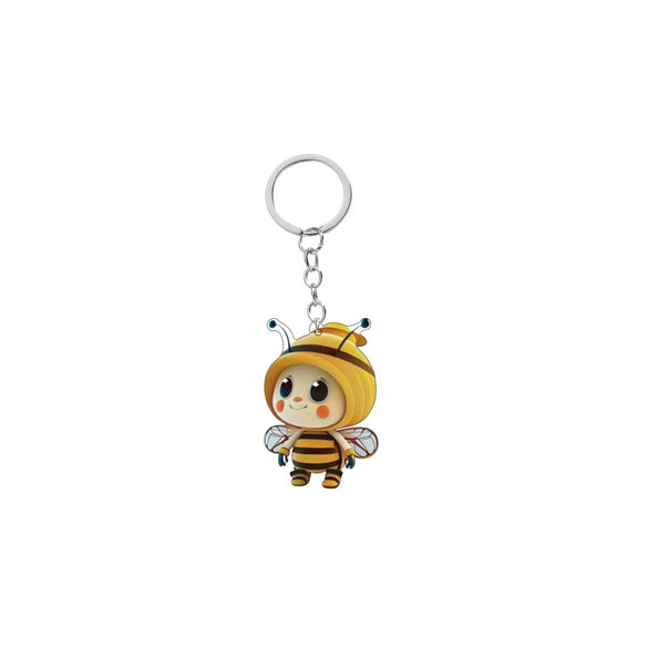 Acrylic Bee Keychain 2D Double Sided Design