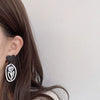 Acrylic Black And White Plaid Geometric Ear Clip Earrings With Heart And Smiley Face Design For Women Retro Sweet Style