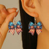 Acrylic Bow Earrings With Baking Paint American Flag Design For Women