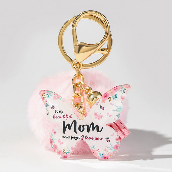 Acrylic Butterfly Floral Keychain With Plush Pompom And Tassel Fashion Festival Element