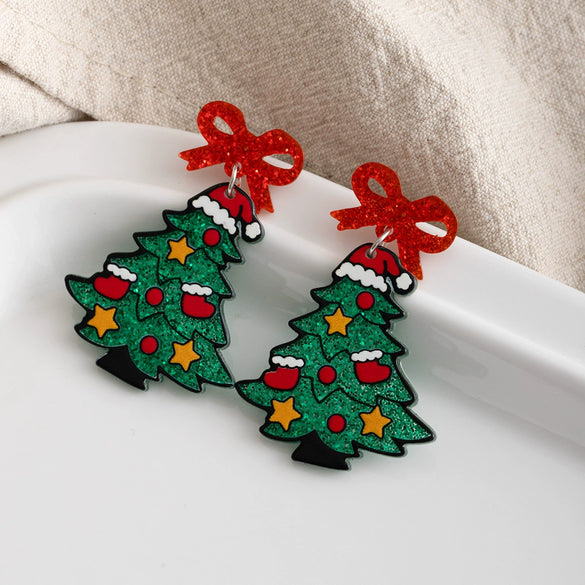 Acrylic Butterfly Tassel Geometric Earrings With Polish Finish Cartoon Style