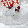Acrylic Cartoon Christmas Snowman Earrings For Women With Electroplating Design