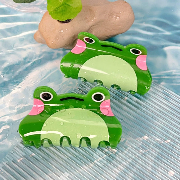 Acrylic Cartoon Frog And Shark Pony Tail Clips With Baking Paint For Women