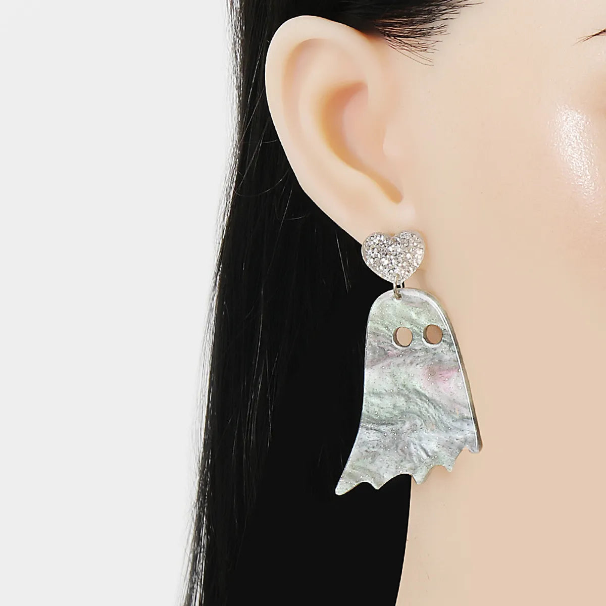 55726 Acrylic Colorful Ghost Earrings European And American Exaggerated Halloween Ghost Earrings Personality Female Ear Rings