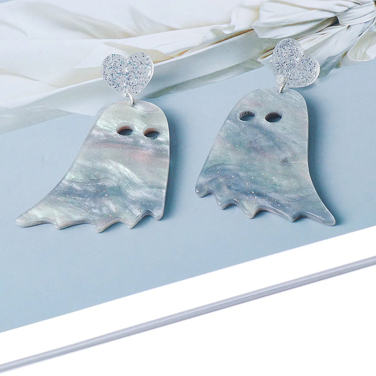 55726 Acrylic Colorful Ghost Earrings European And American Exaggerated Halloween Ghost Earrings Personality Female Ear Rings