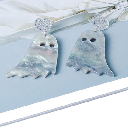 55726 Acrylic Colorful Ghost Earrings European And American Exaggerated Halloween Ghost Earrings Personality Female Ear Rings