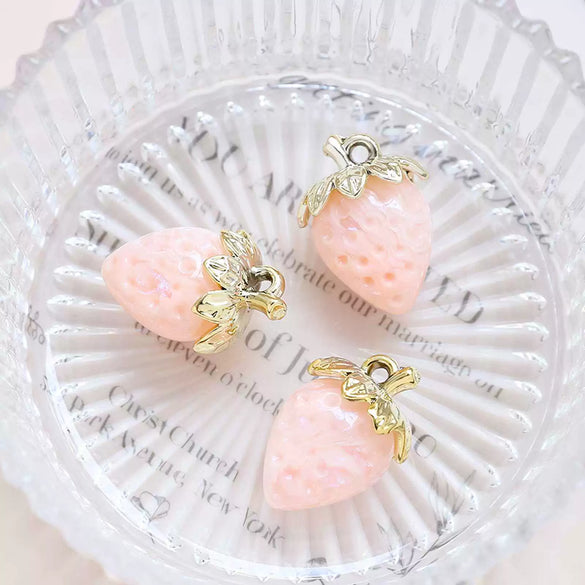 Acrylic Crystal Transparent Strawberry Jewelry Accessories Material For Diy Handmade Bracelet Necklace Earring With Dripping Glue Treatment