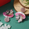 Acrylic Doublesided Earrings With Christmas Creative Santa Claus Snowman Kitten Snowflake And Flower Printing