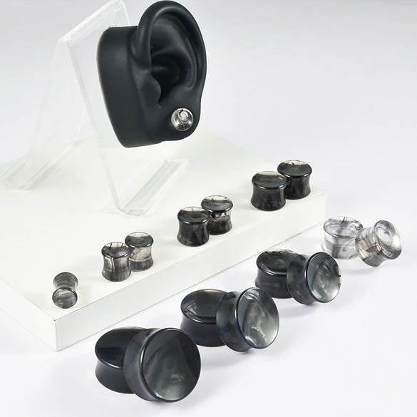 Acrylic Ear Expander With Geometric Style And Smoke Pattern