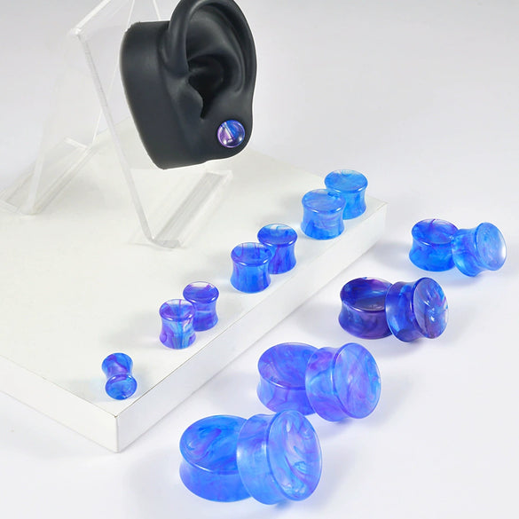Acrylic Ear Expander With Geometric Style And Smoke Pattern