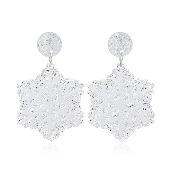 Acrylic Geometric Christmas Earrings With Printing Fashion Creative Cute Jewelry For Women
