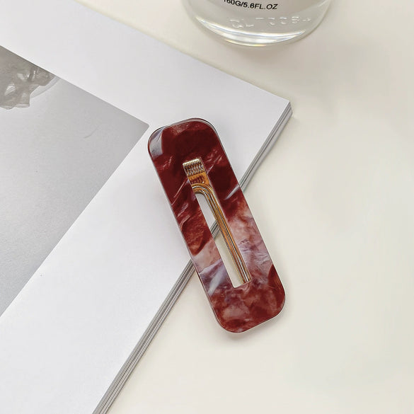 Acrylic Hairpin Square Water Drop Edge Clip With Marble Texture Handmade Women's Hair Accessories