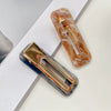 Acrylic Hairpin Square Water Drop Edge Clip With Marble Texture Handmade Women's Hair Accessories