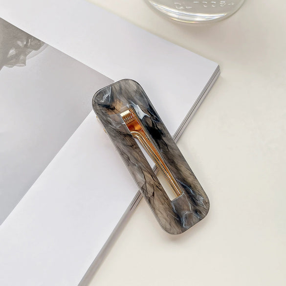 Acrylic Hairpin Square Water Drop Edge Clip With Marble Texture Handmade Women's Hair Accessories