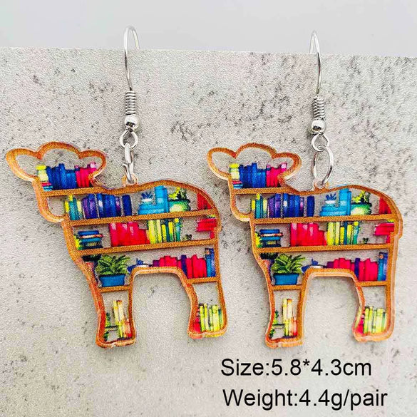Acrylic Handmade Animal Geometric Cartoon Character Earrings For Women Book Lovers