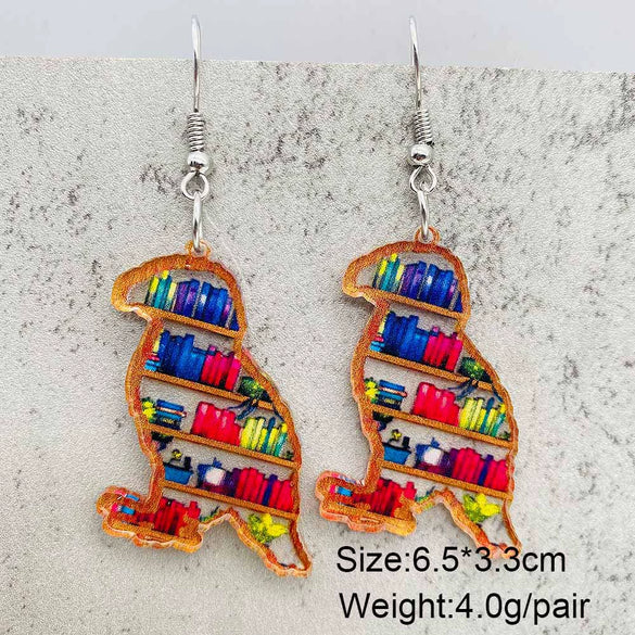 Acrylic Handmade Animal Geometric Cartoon Character Earrings For Women Book Lovers