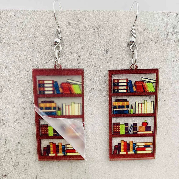 Acrylic Handmade Animal Geometric Cartoon Character Earrings For Women Book Lovers