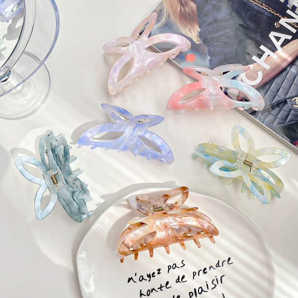 Acrylic Handmade Butterfly Hollow Hair Grab Clip For Women Small Fresh Style