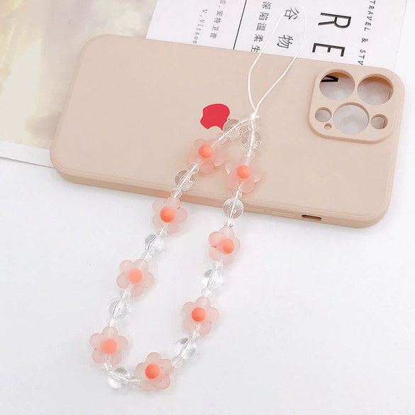 Acrylic Handmade Flower Beaded Mobile Phone Chain Jewelry Accessories Antilost Rope