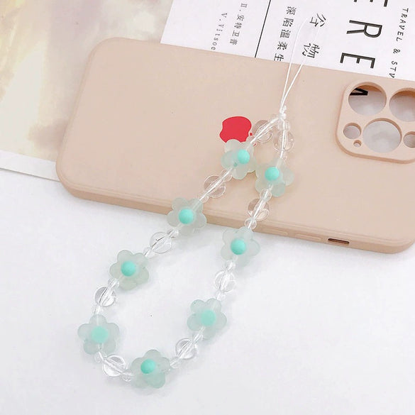 Acrylic Handmade Flower Beaded Mobile Phone Chain Jewelry Accessories Antilost Rope