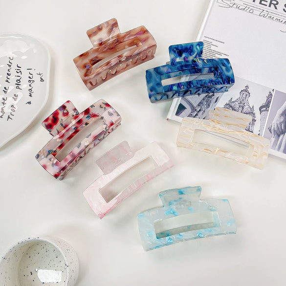 Acrylic Handmade Geometric Floating Flowers Hair Grab Clip For Women