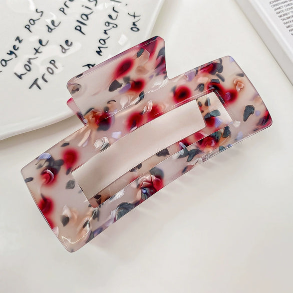 Acrylic Handmade Geometric Floating Flowers Hair Grab Clip For Women