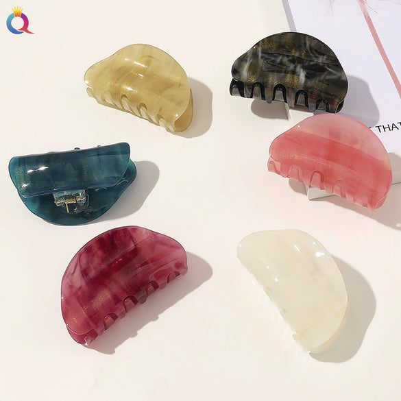 Acrylic Handmade Geometric Sequined Marble Pattern Women's Hair Clip