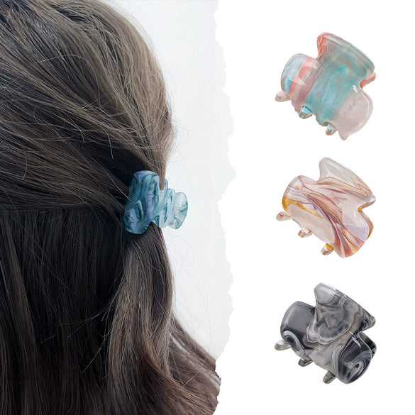 Acrylic Handmade Small Grab Hair Clip Natural Style Blocks Design