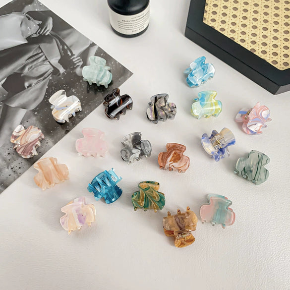 Acrylic Handmade Small Grab Hair Clip Natural Style Blocks Design