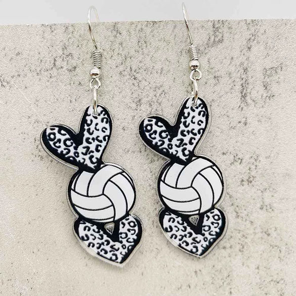 Acrylic Handmade Sports Earrings With Leopard Print Football Basketball Heart Cartoon Characters Ushape Geometric Letters Numbers Text Patterns For Women