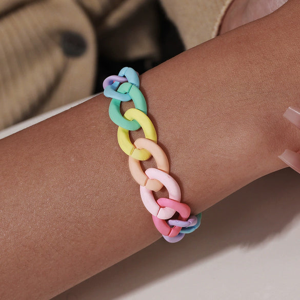 Acrylic Handmade Unisex Geometric Cartoon Dopamine Style Bracelet