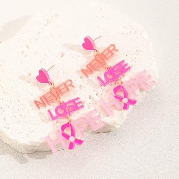 Acrylic Heart Shape Letter Engraved Women's Earrings