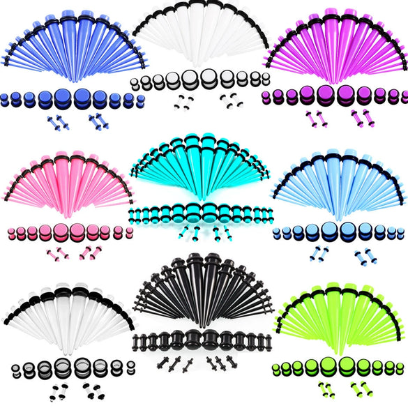 Acrylic Hiphop Geometric Ear Expander Earrings Piercing Jewelry Set