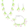 Acrylic Jewelry Threepiece Set With Plants Flowers Pattern Handmade For Women
