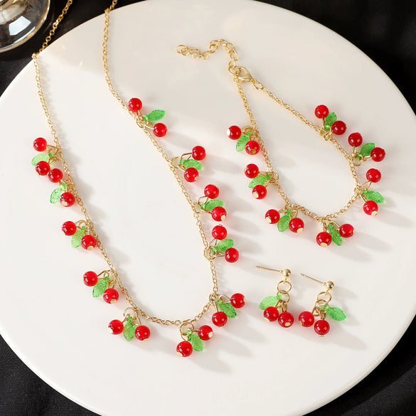 Acrylic Jewelry Threepiece Set With Plants Flowers Pattern Handmade For Women