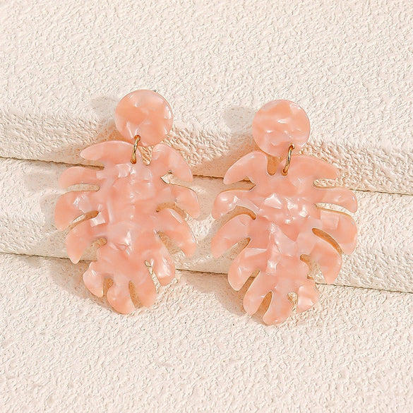 Acrylic Leaf Hoop Earrings With Botanical Plant Design Versatile Fashion Jewelry Accessories For Women And Unisex Wear