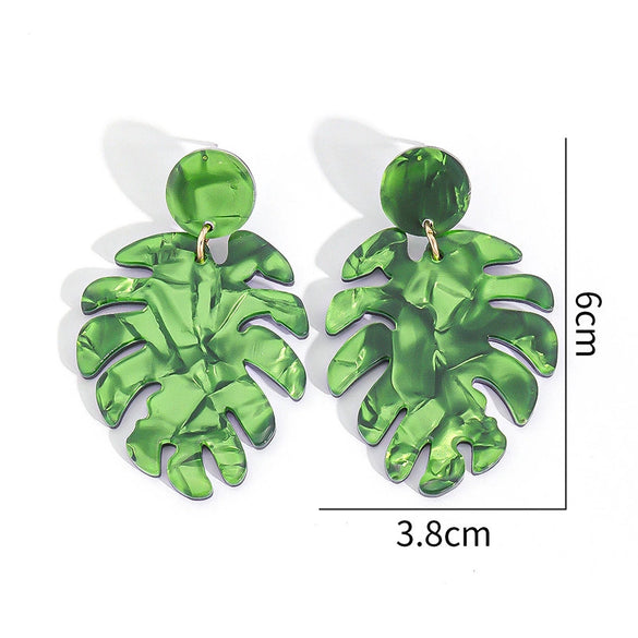 Acrylic Leaf Statement Hoop Earrings With Exquisite Craftsmanship Botanical Design Jewelry For Women And Unisex Wear