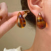 Acrylic Leopard Print Heart And Drop Shape Painted Women's Earrings Retro Style