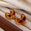 Acrylic Leopard Print Heart And Drop Shape Painted Women's Earrings Retro Style