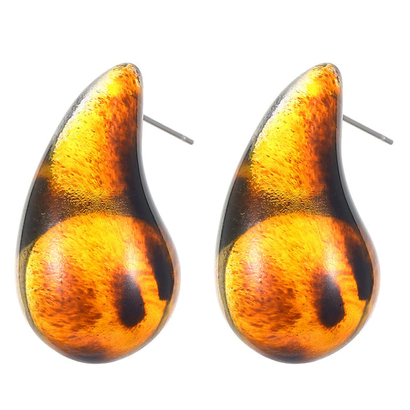 Acrylic Leopard Print Heart And Drop Shape Painted Women's Earrings Retro Style