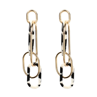 Acrylic Leopard Print Resin Geometric Long Acetate Plate Exaggerated Earrings