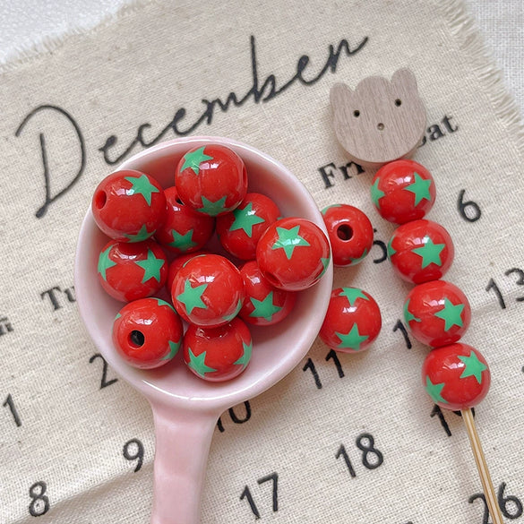 Acrylic Loose Beads Heart Star Shaped Colorful Striped Diy Handmade Mobile Phone Chain Accessories