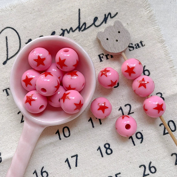 Acrylic Loose Beads Heart Star Shaped Colorful Striped Diy Handmade Mobile Phone Chain Accessories