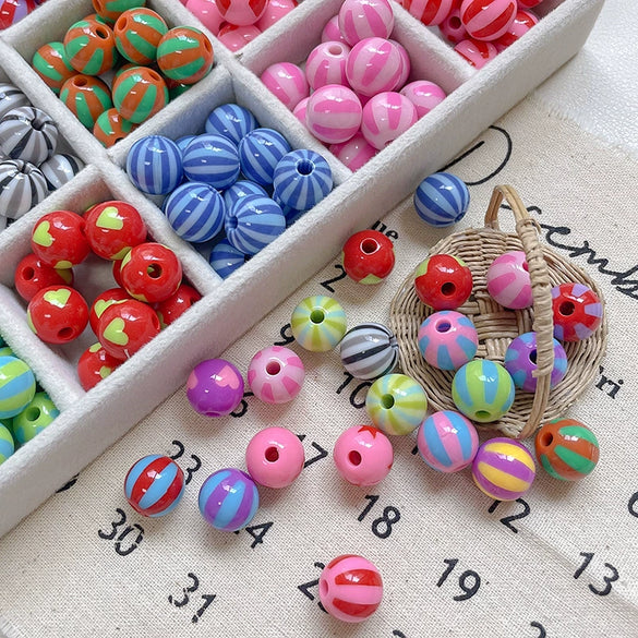 Acrylic Loose Beads Heart Star Shaped Colorful Striped Diy Handmade Mobile Phone Chain Accessories